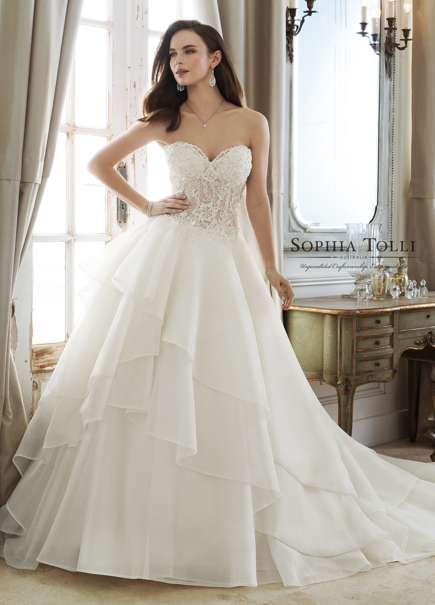Romantic Ballgown Wedding Dress with Tiered Skirt | Sophia Tolli